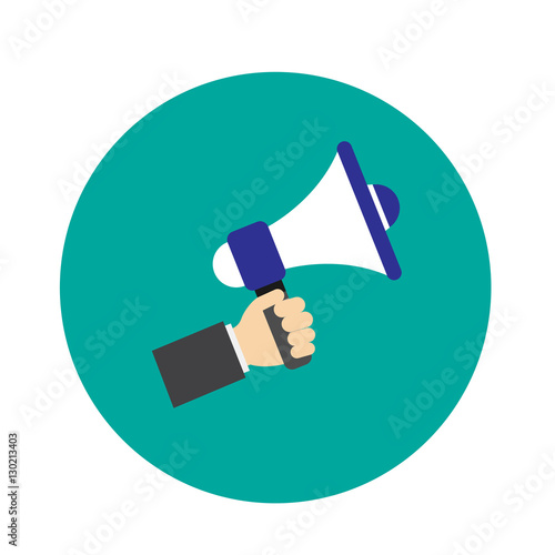 Hand holding megaphone icon