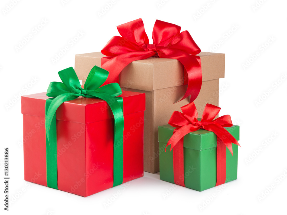 green and red gift box with a ribbon bow isolated green and red gift box with a ribbon bow isolated
