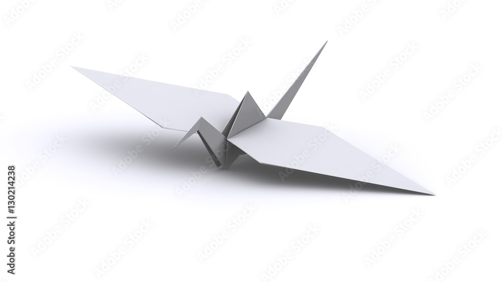 White origami crane 3d illustration render White origami crane 3d illustration render