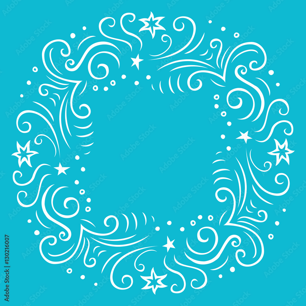 Christmas border line pattern at blue background.