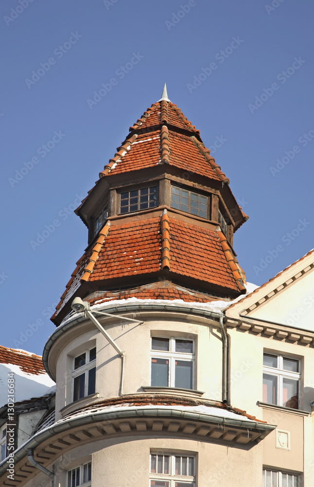 Fragment of building in Zielona Gora. Poland