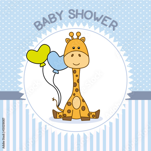 baby shower boy. Giraffe with balloons