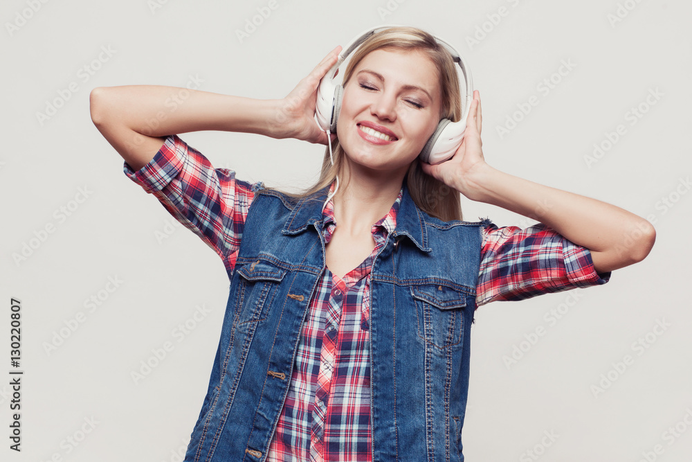 Closeup studio portrait of hipster young woman Closeup studio portrait of hipster young woman