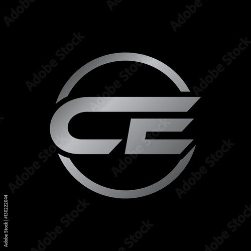 initial letter logo with circle silver color CE