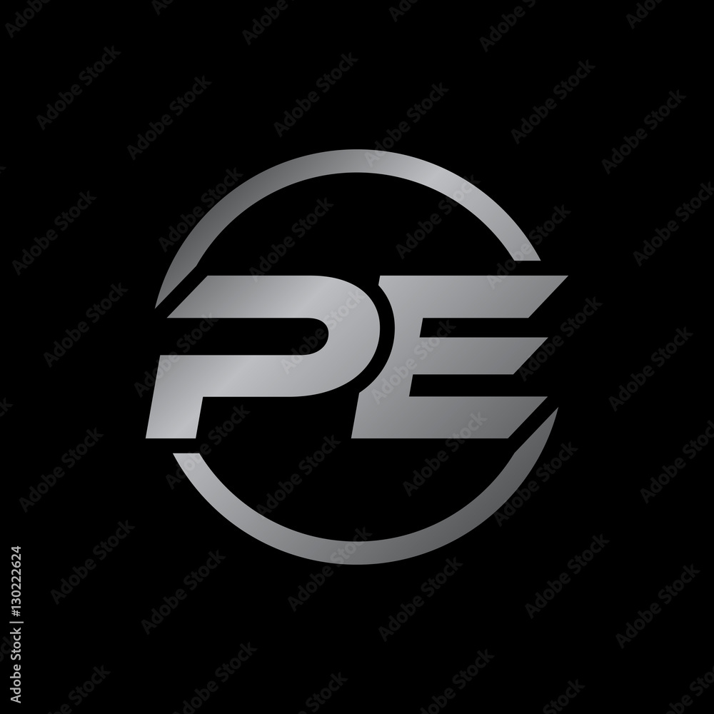 Obraz premium initial letter logo with circle silver color PE