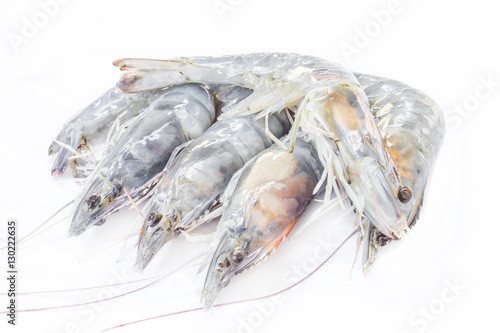 Seafood fresh shrimp on white background for cooking.