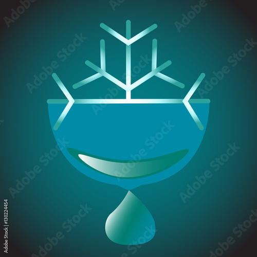 melting snowflake and with a drop of water or a water birth with snowflakes, vector illustration