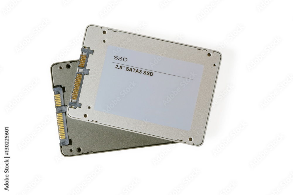 couple solid state SATA drives on the white background couple solid state SATA drives on the white background