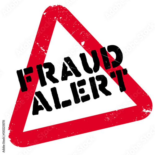 Fraud alert rubber stamp. Grunge design with dust scratches. Effects can be easily removed for a clean, crisp look. Color is easily changed.