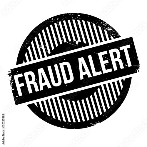 Fraud alert rubber stamp. Grunge design with dust scratches. Effects can be easily removed for a clean, crisp look. Color is easily changed. photo