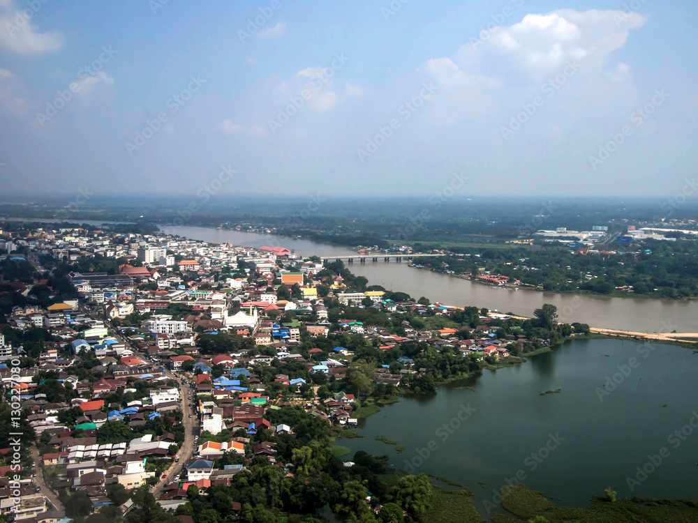 Ariel view of cityscape  Ubon Ratchathani province in Thailand