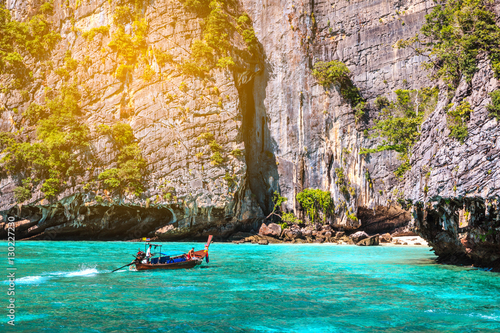 Maya bay Phi Phi Islands andaman sea Krabi, South of Thailand.