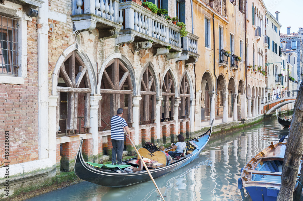 tourist on Gondola in Venice, Italy