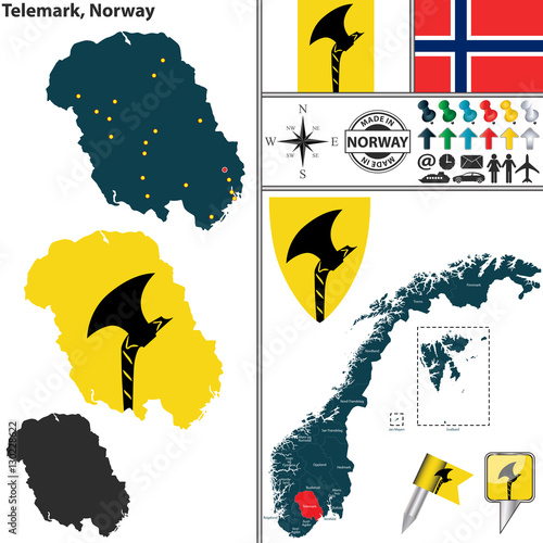 Map of Telemark, Norway