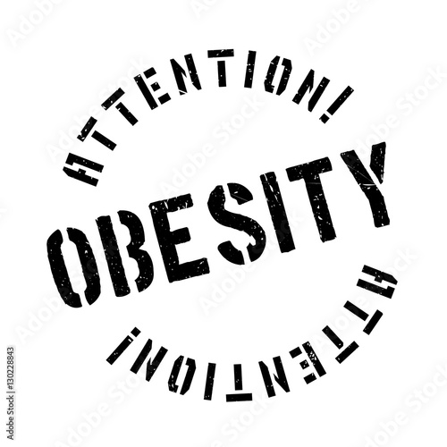 Obesity rubber stamp. Grunge design with dust scratches. Effects can be easily removed for a clean, crisp look. Color is easily changed.