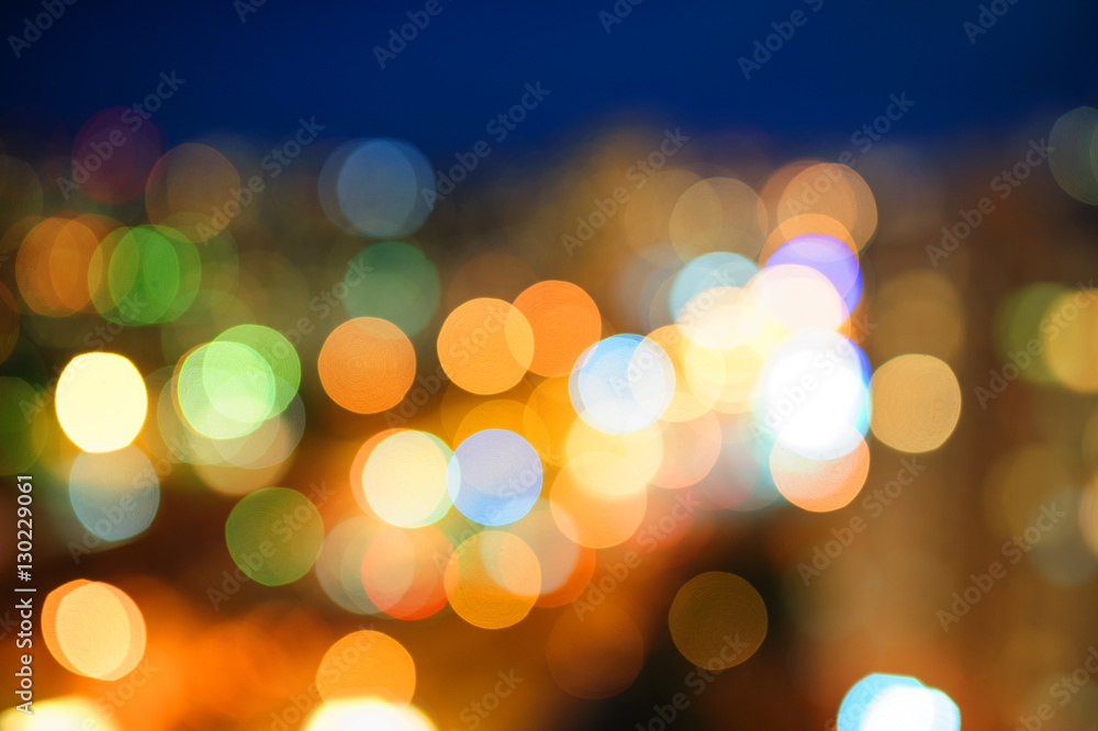 multicolored blurry lights of the night city
