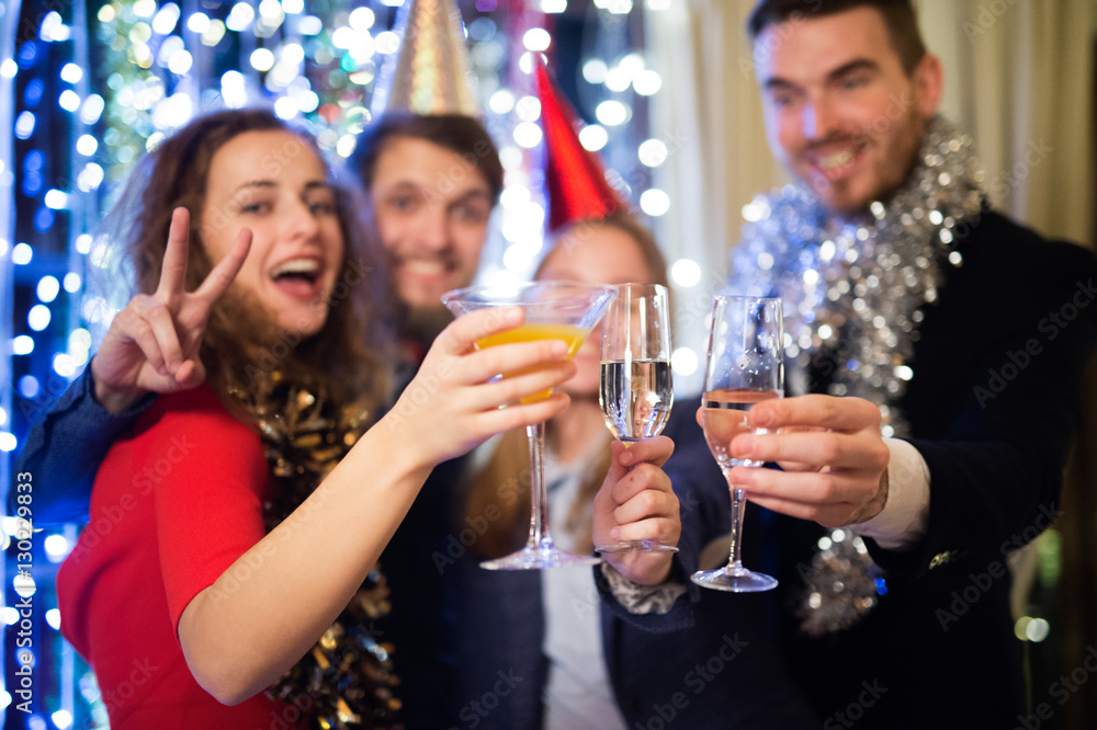 Group of friends having party on New Years Eve. Group of friends having party on New Years Eve.