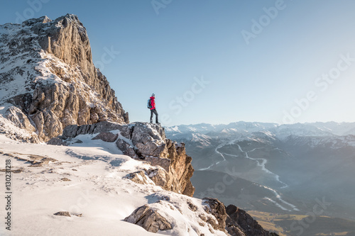 Mountaineer enjoying the view in the alps
