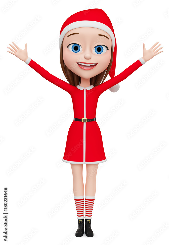 Cheerful little girl dressed as Santa Claus isolated on white ba Cheerful little girl dressed as Santa Claus isolated on white ba