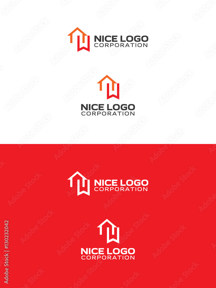 modern orange house logo with red bookmark modern orange house logo with red bookmark