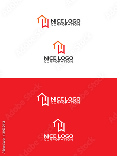 modern orange house logo with red bookmark