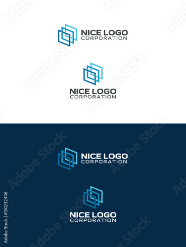 gallery logo, three abstract squares, 3d quadrates