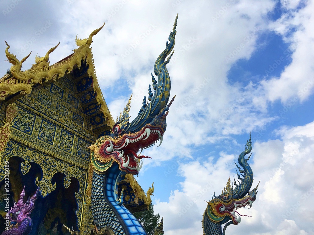 Fototapeta premium The serpent state with temple at overlooking the sky.
