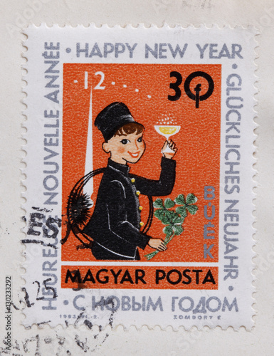 Retro new year's post stamp photo