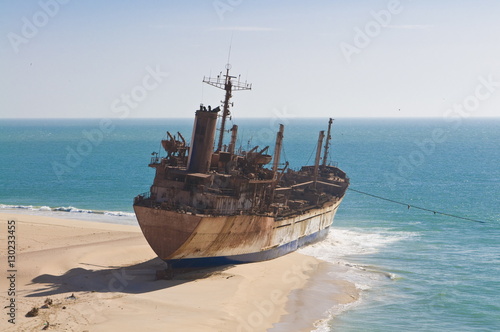 Stranded vessel at a beach of Cap Blanc, Nouadhibou, Mauritania