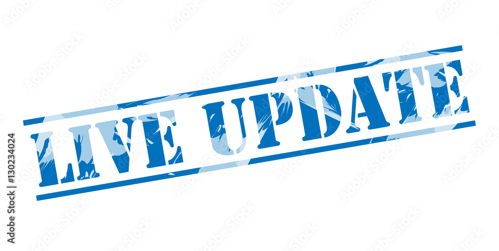 live update blue stamp on white background live update blue stamp on white background