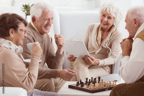 Pensioners playing chess
