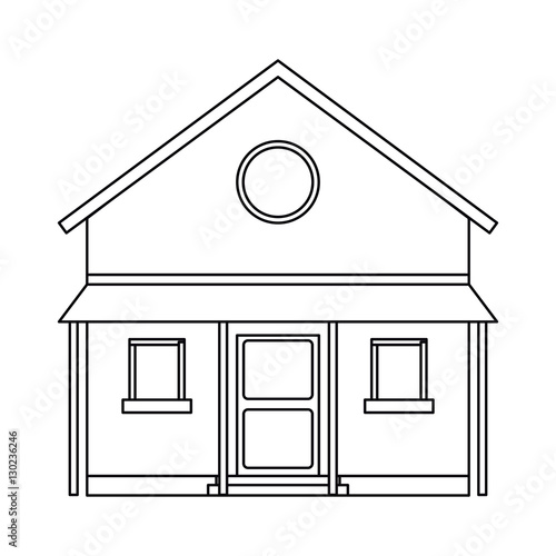 familiy house countryside outline vector illustration eps 10
