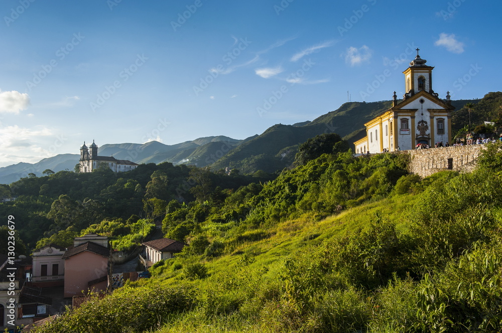Churches above Ouro Preto, Minas Gerais, Brazil Churches above Ouro Preto, Minas Gerais, Brazil