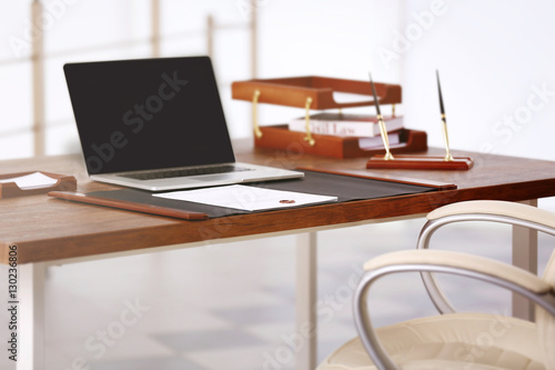 Notary workplace with laptop