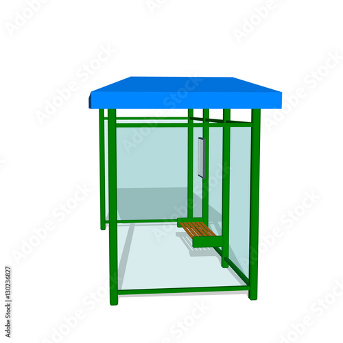 Busstop. Isolated on white background. 3d Vector illustration.Si