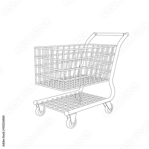 Empty shopping cart. Isolated on white background. Vector outlin