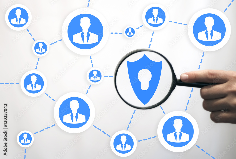 Search magnifier shield security virus web icon. Find loupe shield with keyhole lock safety protection concept on background of network business man sign. Magnifying glass in hand with a shield icon. Search magnifier shield security virus web icon. Find loupe shield with keyhole lock safety protection concept on background of network business man sign. Magnifying glass in hand with a shield icon.