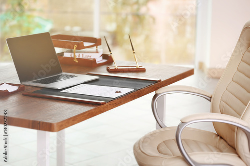 Notary  workplace with laptop