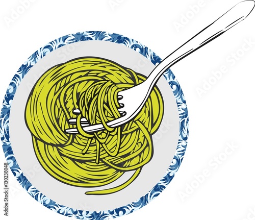 Spaghetti in bianco con forchetta
