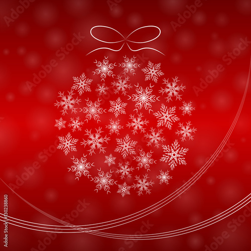 ball of snowflakes, red background