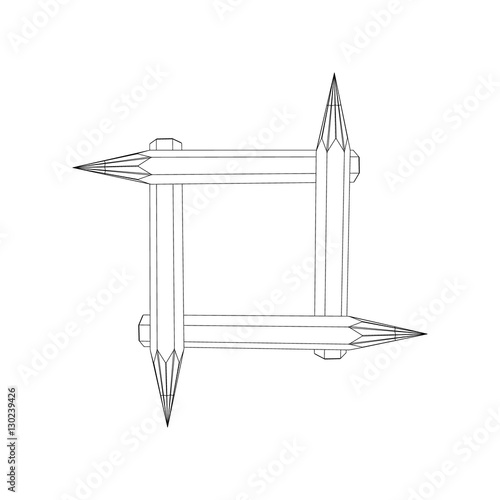 Color pencils frame.Isolated on white background. Vector outline