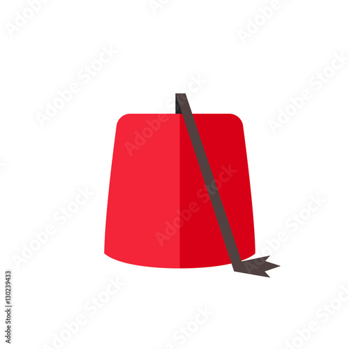 Red fez hat with tassel icon