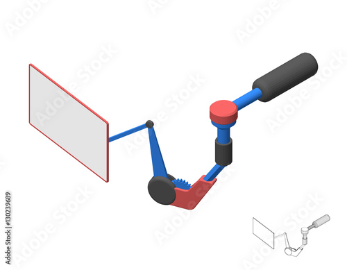 Robotic arm monitor. 3d Vec...