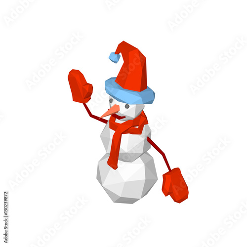 Polygonal snowman. Isolated...