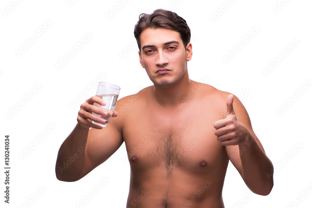 Fototapeta premium Young man with glass of water
