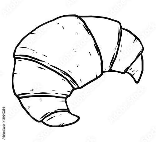 croissant / cartoon vector and illustration, black and white, hand drawn, sketch style, isolated on white background.