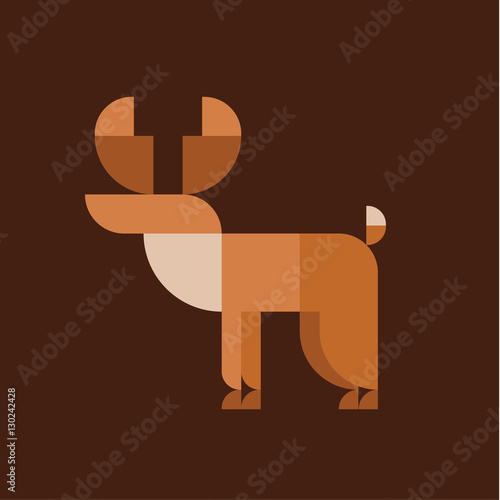 Horned Elk geometric design animal style flat vector illustration minimalism