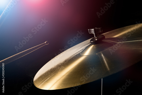 The drum stick hit on the crash cymbal