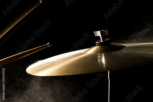 The drum stick hit on the crash