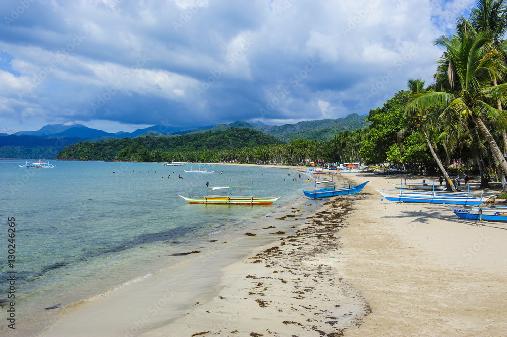 Sandy beach in front of the entrance to the New wonder of the world, the Puerto Princesa underground river, Palawan, Philippines Sandy beach in front of the entrance to the New wonder of the world, the Puerto Princesa underground river, Palawan, Philippines